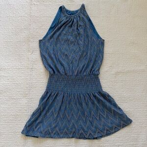 Ramy Brook Metallic Lurex Paris Sleeveless Mini Dress Size M Blue
